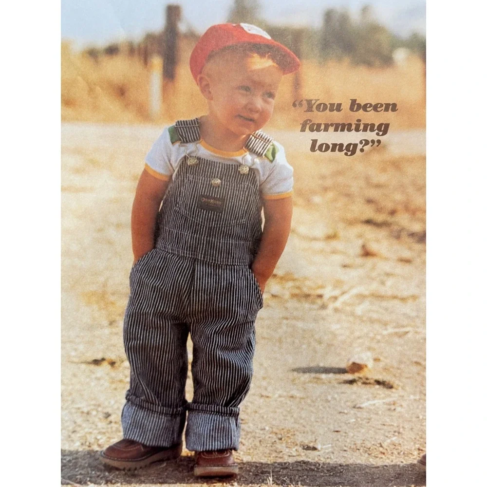 Vintage 1983 OshKosh Bgosh You Been Farming Long Poster 18x14 Hickory Stripe Art